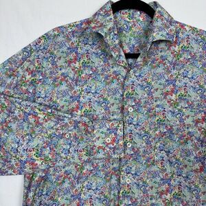 👍Alan Flusser Shirt - Men M - Paisley Floral Long Sleeve Button Colorful Bold